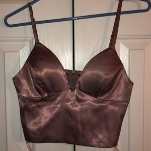 Satin Pink Mauve Padded Bralette